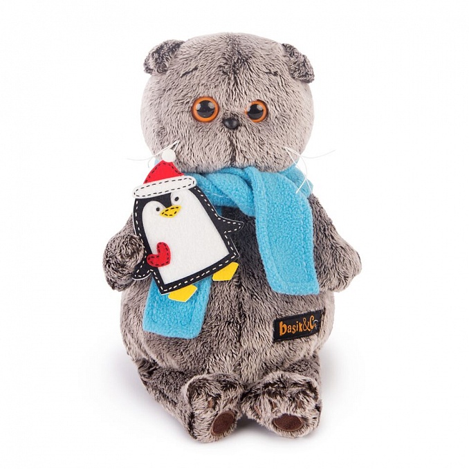 Игрушка мягкая Кот Басик в шарфике и с пингвином (25 см) Игрушка мягкая Кот Басик в шарфике и с пингвином (25 см)