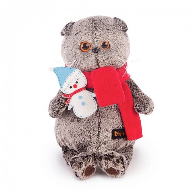 Игрушка мягкая Кот Басик в шарфике со снеговиком Игрушка мягкая Кот Басик в шарфике со снеговиком